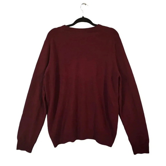 Harrison David Cashmere Sweater Men's Size XL Burgundy V-Neck Stretchy - Picture 3 of 5